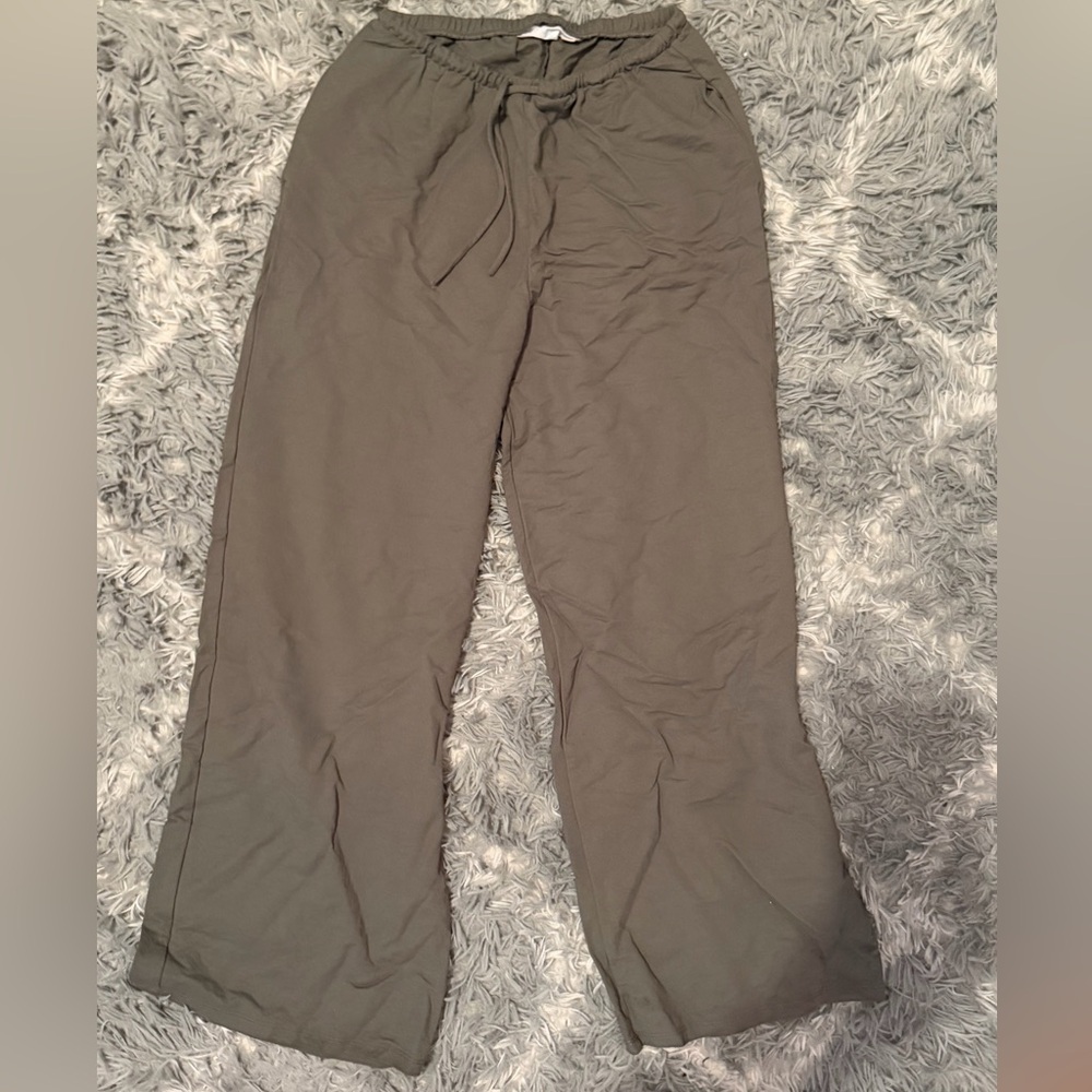 Army geeen linen Wide-Leg Pants